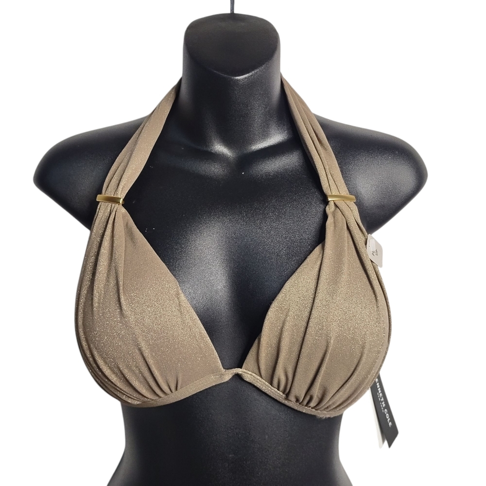 Kenneth Cole Brown Gold Metallic Push Up Bikini Top Size 36B/C NWT